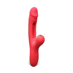 7-Speed Red Color Silicone Vibrators with Sucking and Flapping Function