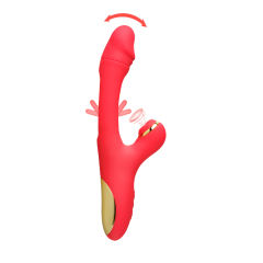 7-Speed Red Color Silicone Vibrators with Sucking and Flapping Function