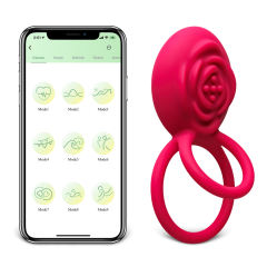 Magenta Vibrating Cock Ring with 10-Speed App-Controlled, Medical Grade Silicone, Waterproof, Plug-In Rechargeable