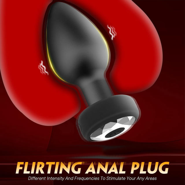 10-Speed Black Remote Control Rechargeable Silicone Anal Plug