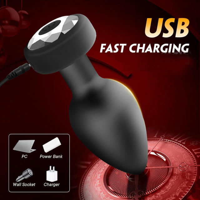 10-Speed Black Remote Control Rechargeable Silicone Anal Plug