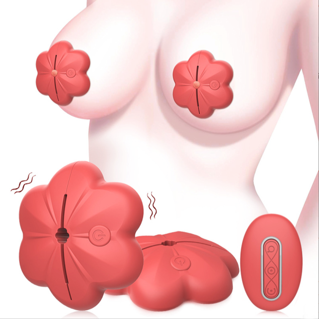 10-Speed Red Remote Control Rechargeable Silicone Vibrating Nipple Clamps