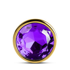 Small Golden Metallic Anal Plug with Purple Diamond