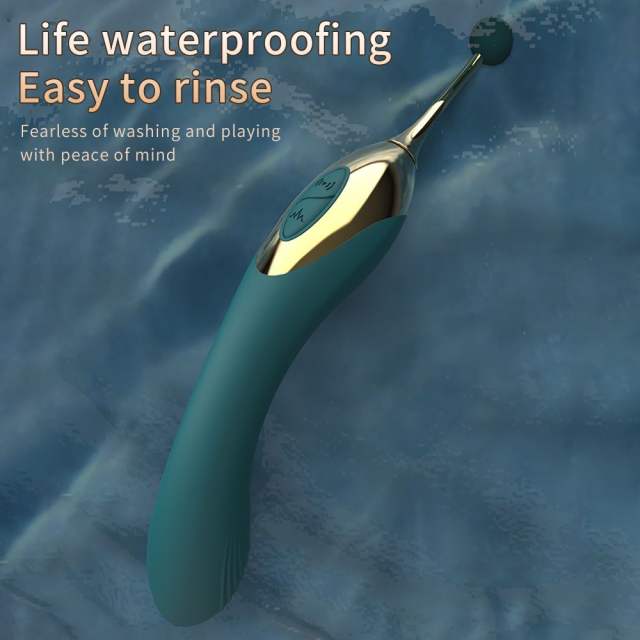 12-Speed Dark Green Silicone Rechargeable Vibrator with Powerful Vibrating Function and Three Silicone Heads
