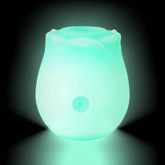 Glow-in-the-Dark 10-Function Green Silicone Rechargeable Clitoral Sucking Rose Sex Toy