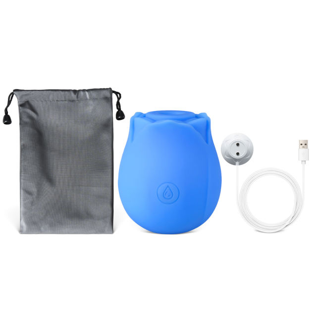 Glow-in-the-Dark 10-Function Blue Silicone Rechargeable Clitoral Sucking Rose Sex Toy