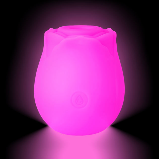 Glow-in-the-Dark 10-Function Magenta Silicone Rechargeable Clitoral Sucking Rose Sex Toy