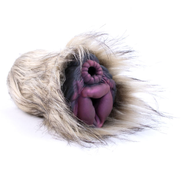 5.91'' Multicolor Silicone Masturbator with Gray Artificial Fur