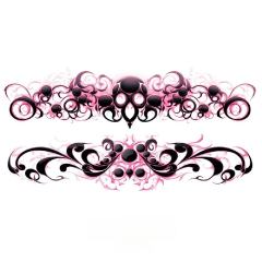 Skull & Baroque Ornament Temporary Tattoo – Waterproof, Long-Lasting