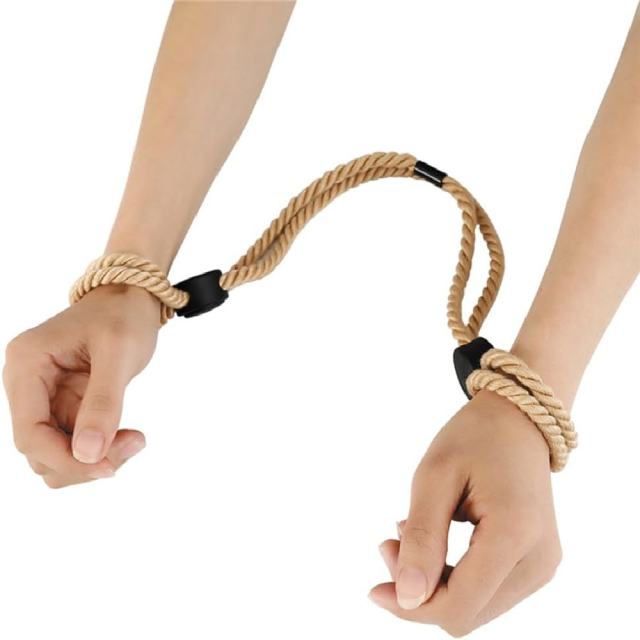 45cm Adjustable Brown Polyester Bondage Handcuff Rope