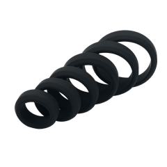 6-Piece Set Black Flexible Silicone Cock Rings