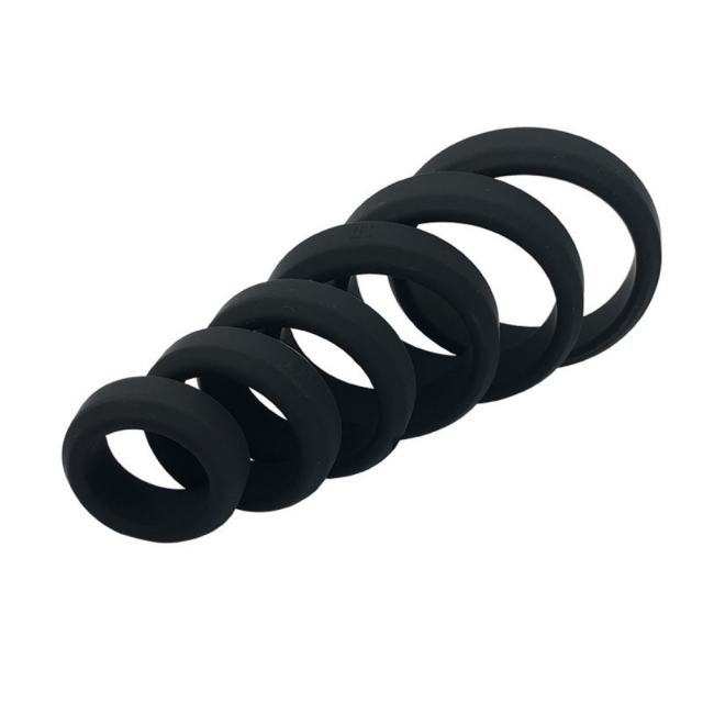 6-Piece Set Black Flexible Silicone Cock Rings