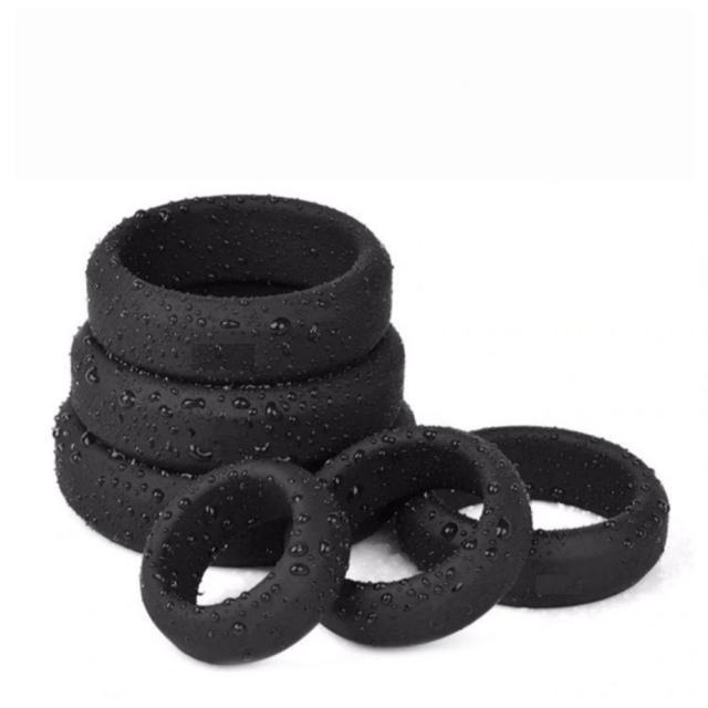 6-Piece Set Black Flexible Silicone Cock Rings