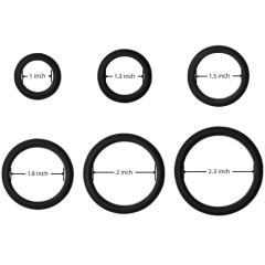 6-Piece Set Black Flexible Silicone Cock Rings