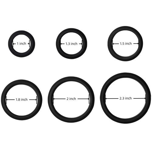6-Piece Set Black Flexible Silicone Cock Rings