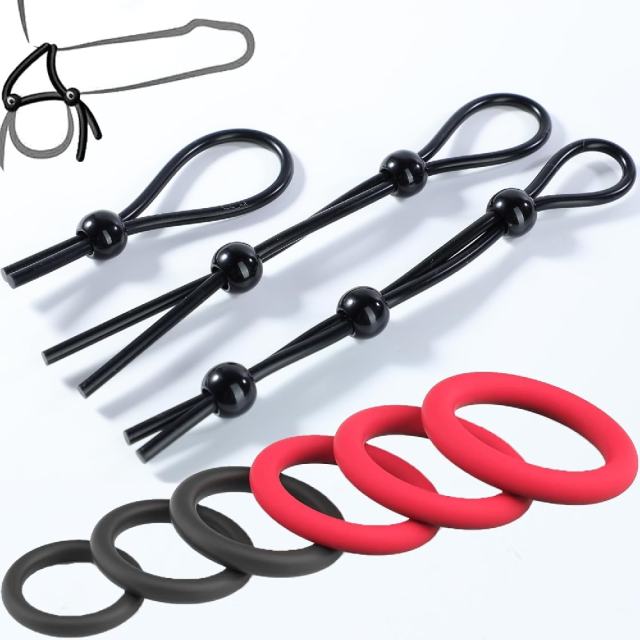 9-Pack Black & Red Silicone Cock Rings