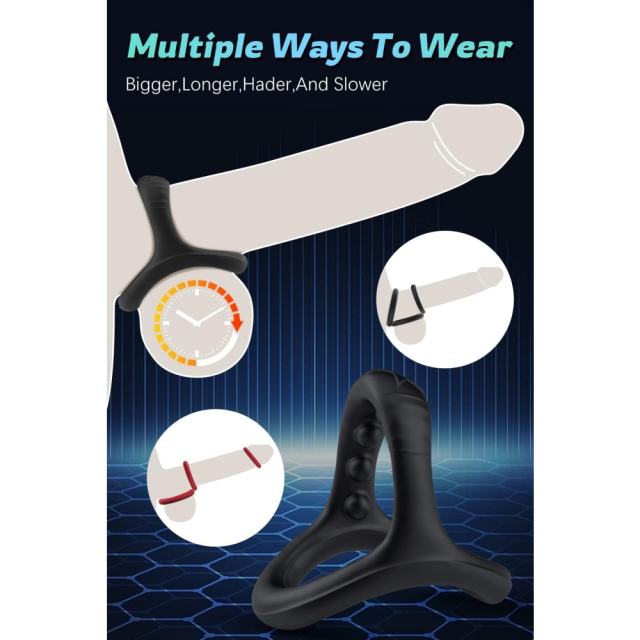 7-Piece Black & Red Silicone Cock Ring Set