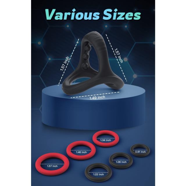 7-Piece Black & Red Silicone Cock Ring Set