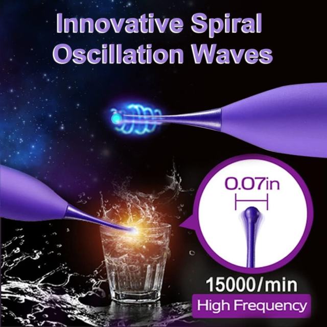 7-Speed Purple Rechargeable Silicone Clitoral Vibrator with 2 Silicone Heads