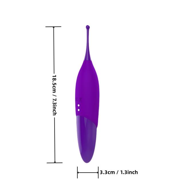 7-Speed Purple Rechargeable Silicone Clitoral Vibrator with 2 Silicone Heads