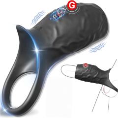 10-Speed Black Medical-Grade Silicone Rechargeable Vibrating Cock Ring with USB Magnetic Charging