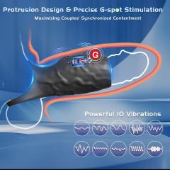 10-Speed Black Medical-Grade Silicone Rechargeable Vibrating Cock Ring with USB Magnetic Charging