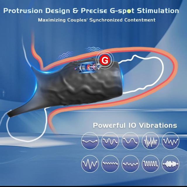 10-Speed Black Medical-Grade Silicone Rechargeable Vibrating Cock Ring with USB Magnetic Charging