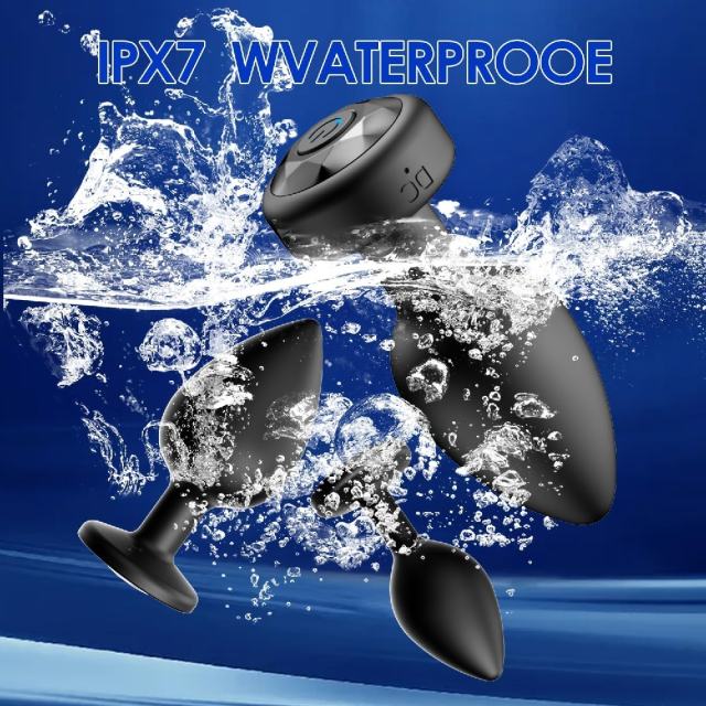 10-Speed Black Remote Control Rechargeable Silicone Vibrating Anal Plug Set