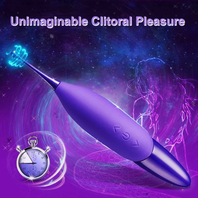 7-Speed Purple Rechargeable Silicone Clitoral Vibrator with 2 Silicone Heads