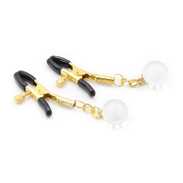 Gold & Clear Metal and Glass Nipple Clamps