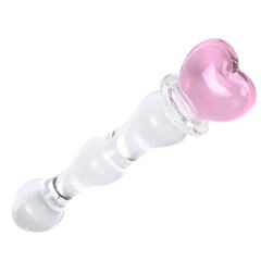 20 CM Clear Glass Massager with Pink Heart