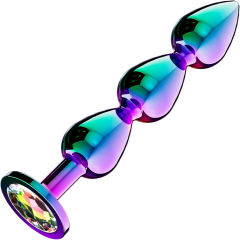 Iridescent Metal Anal Beads Butt Plug with Luxury Jewelry Design
