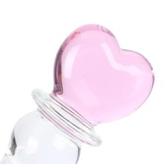 20 CM Clear Glass Massager with Pink Heart