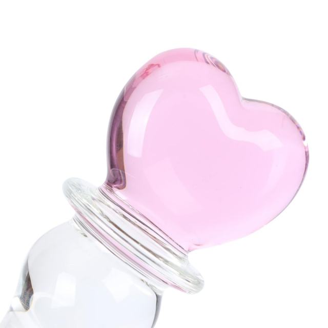 20 CM Clear Glass Massager with Pink Heart