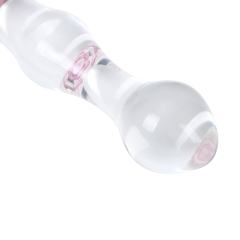 20 CM Clear Glass Massager with Pink Heart