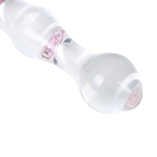 20 CM Clear Glass Massager with Pink Heart
