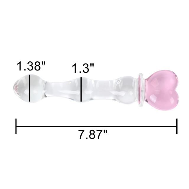 20 CM Clear Glass Massager with Pink Heart