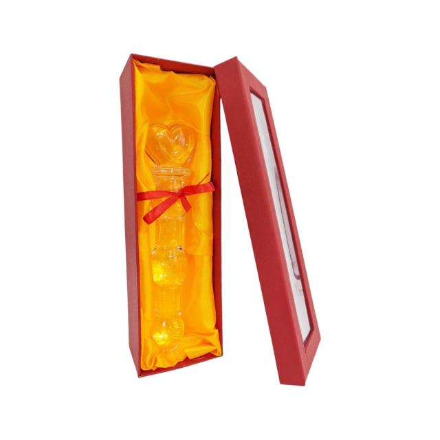 20 CM Clear Glass Massager with Pink Heart