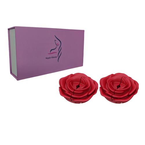 10-Speed Red Rechargeable Rose-Shaped Remote-Controlled Silicone Vibrating Nipple Clamps