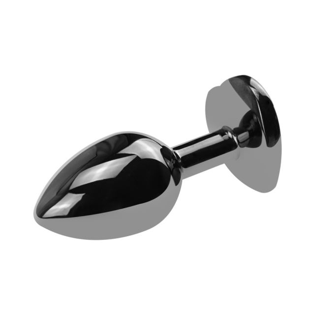 3 Sizes Metal Anal Plug Set with Black Heart-Shaped Buttom