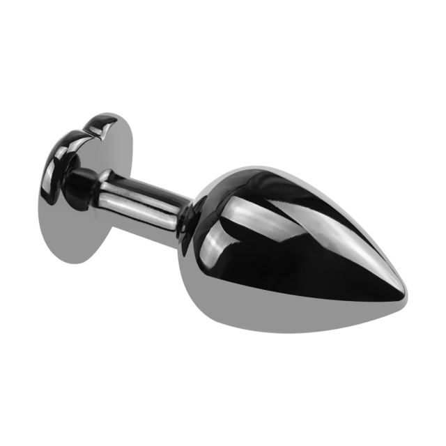 3 Sizes Metal Anal Plug Set with Black Heart-Shaped Buttom
