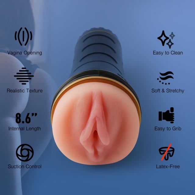 Flesh TPR Life-Like Vagina Male Masturbator with 8.6'' Depth