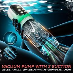 7-Speed Green Rechargeable Masturbator with Vibrating, Thrusting, Rotating, Sucking & Tongue-Licking Functions