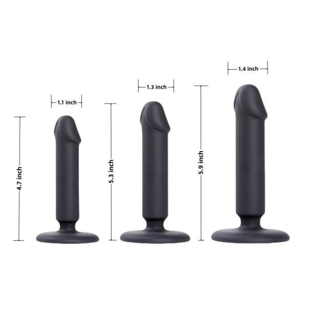Black 3-Piece Silicone Dildo Set