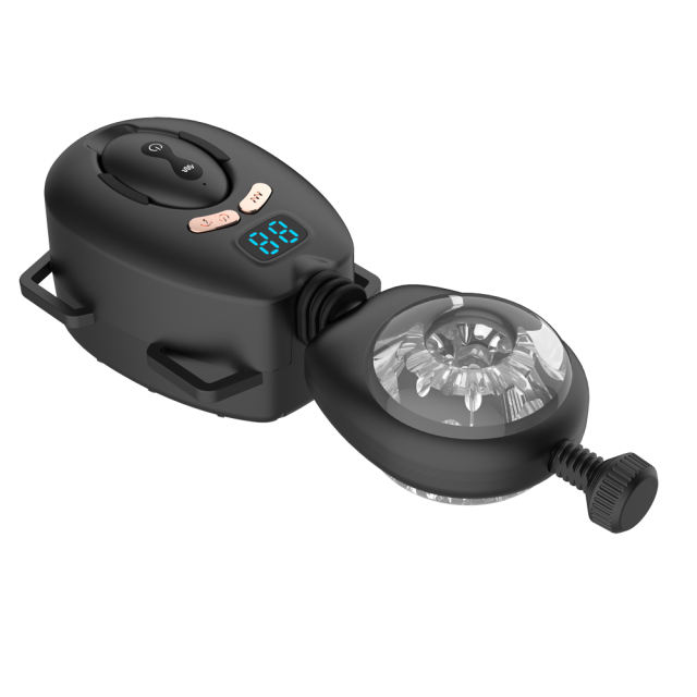 9-Speed Black Rechargeable Remote Controlled Wearable Male Masturbator with  Vibrating & Stroking Functions