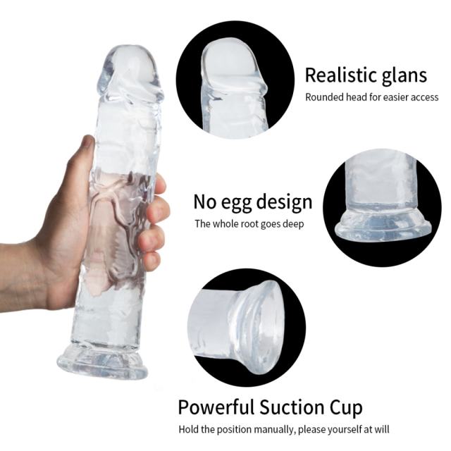 7.09'' Clear Body-Safe TPE Dildo with Strong Suction Cup