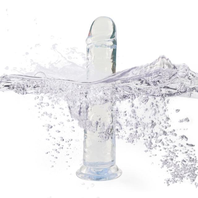 7.09'' Clear Body-Safe TPE Dildo with Strong Suction Cup