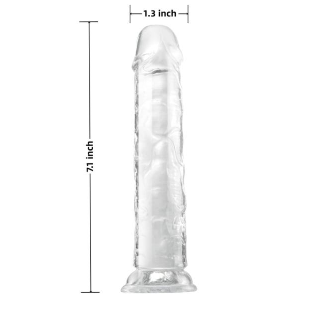 7.09'' Clear Body-Safe TPE Dildo with Strong Suction Cup