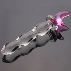 8.47'' Clear & Pink Glass Dildo