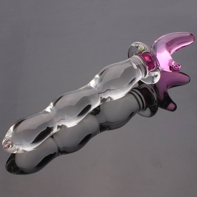8.47'' Clear & Pink Glass Dildo